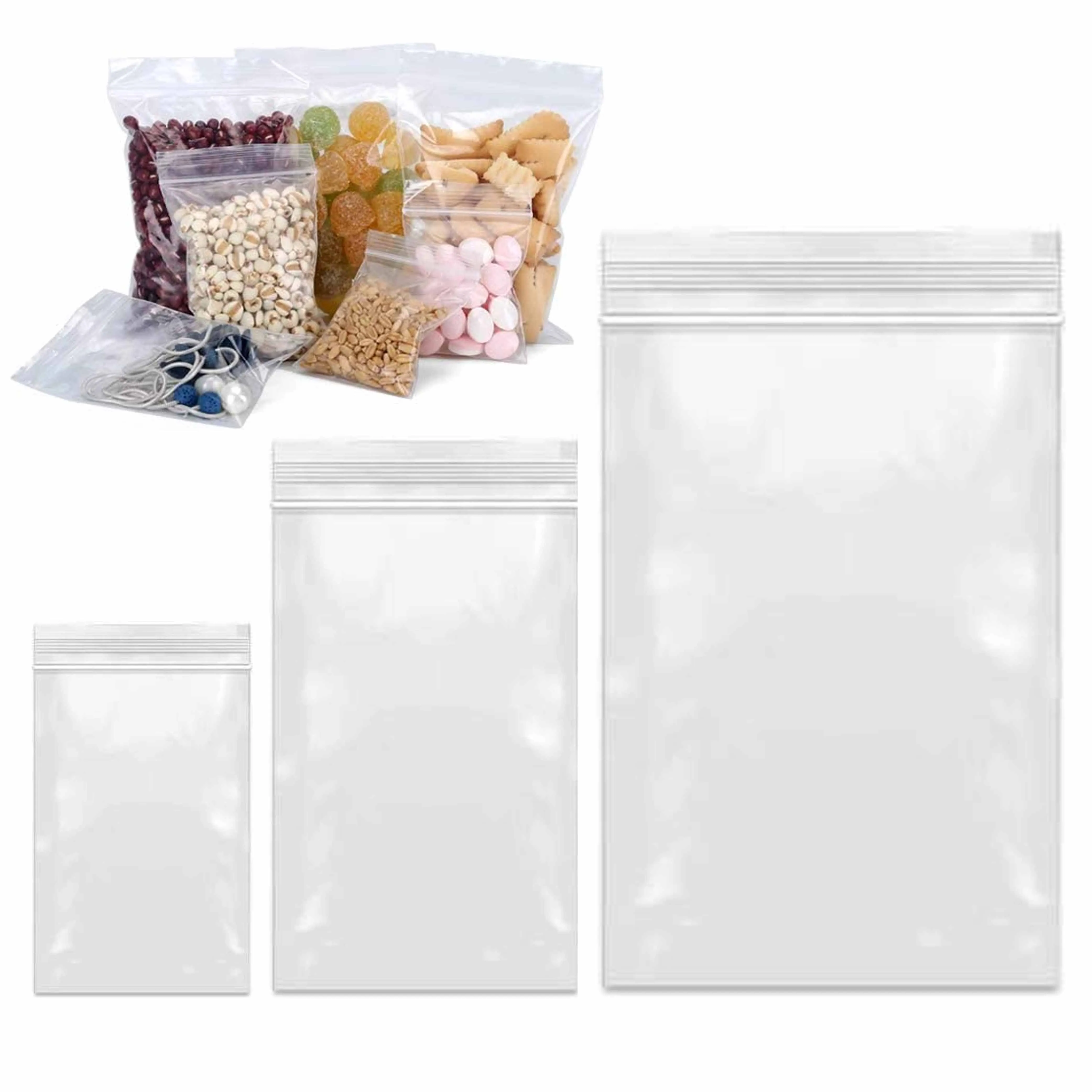 240 Ct Clear Plastic Resealable Poly Bags Lock Seal Zipper 3"x4" 3"x6" 5"x8.5"