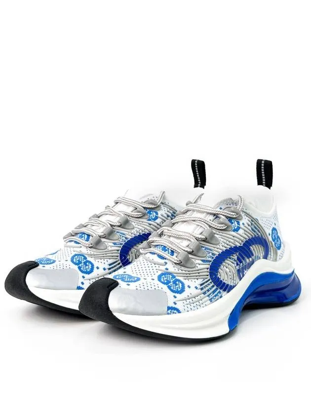 35 5 Gucci Women Run Monogram Knit Sneakers White Blue