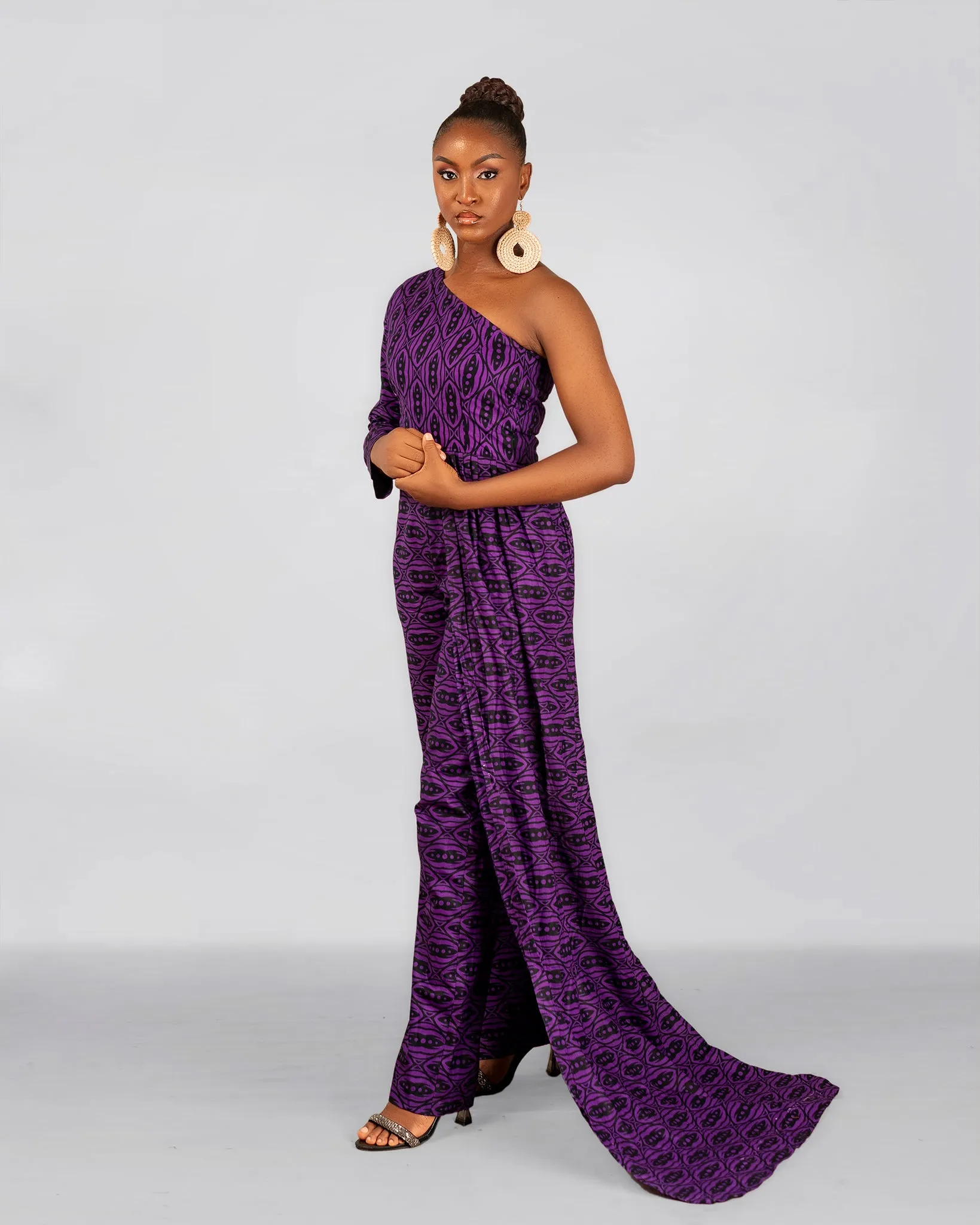 Anny Ankara Jumpsuit | Purple African Print