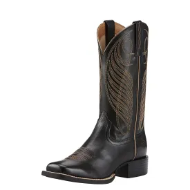 Ariat Womens Round Up Wide Square Toe Western Boot Limousin Black