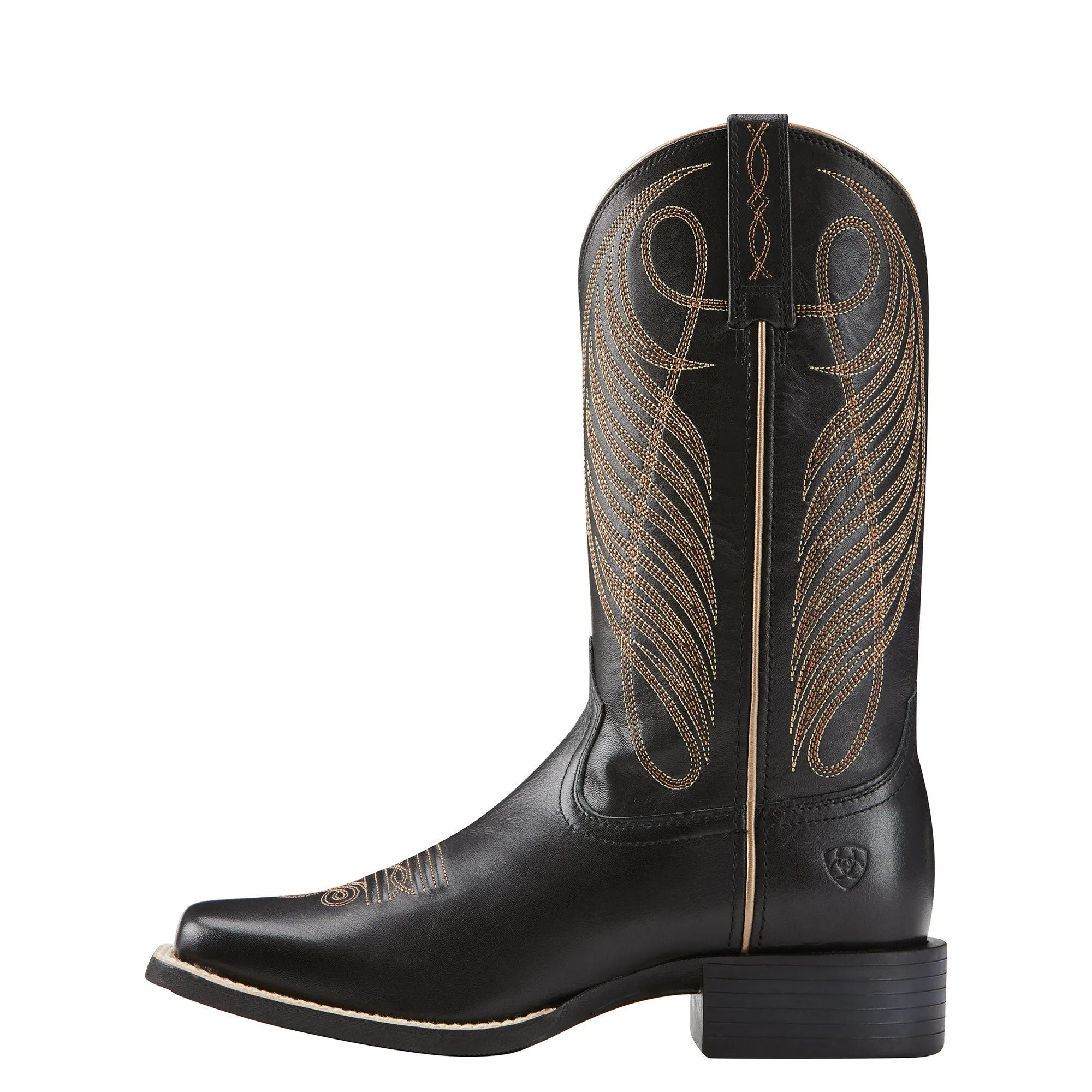 Ariat Womens Round Up Wide Square Toe Western Boot Limousin Black