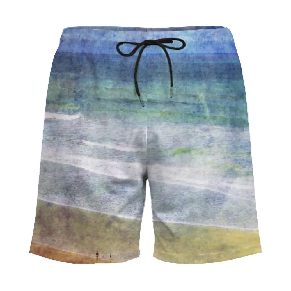 Beach Day Vintage Mens Double Layer Shorts with 4 Pockets up to 3 XL (FWS)