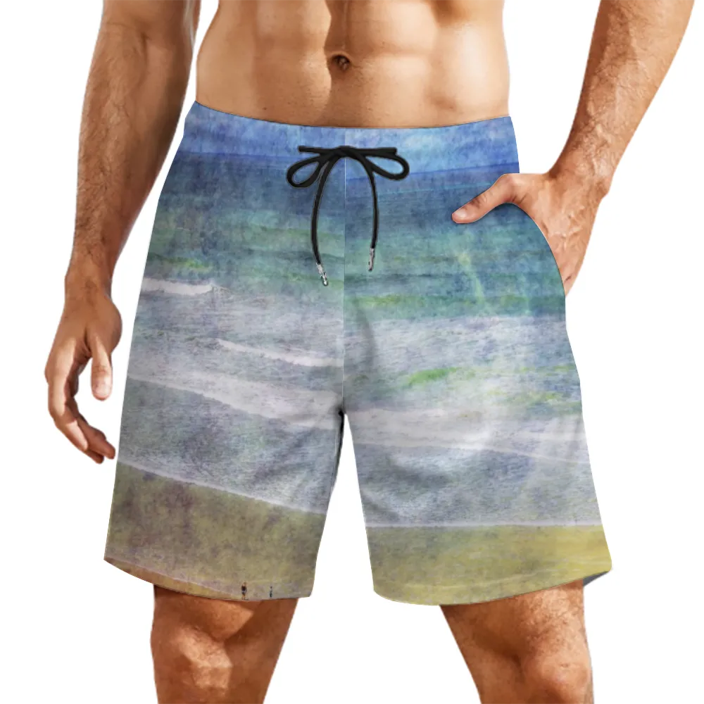 Beach Day Vintage Mens Double Layer Shorts with 4 Pockets up to 3 XL (FWS)