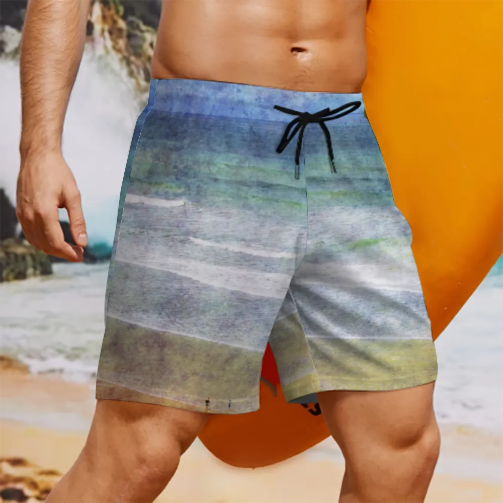 Beach Day Vintage Mens Double Layer Shorts with 4 Pockets up to 3 XL (FWS)
