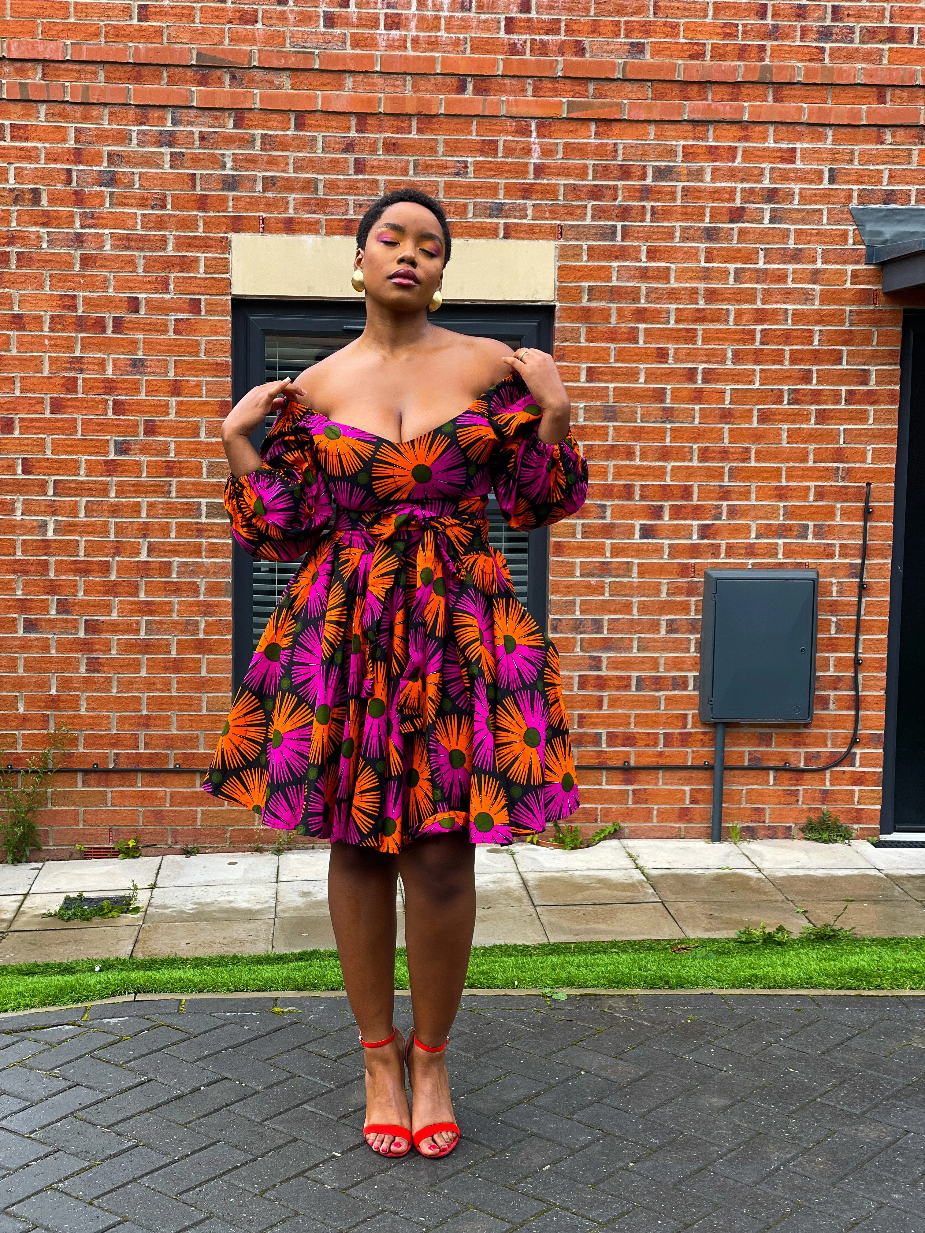 Billie Ankara Midi Dress | Pink and Orange African Print