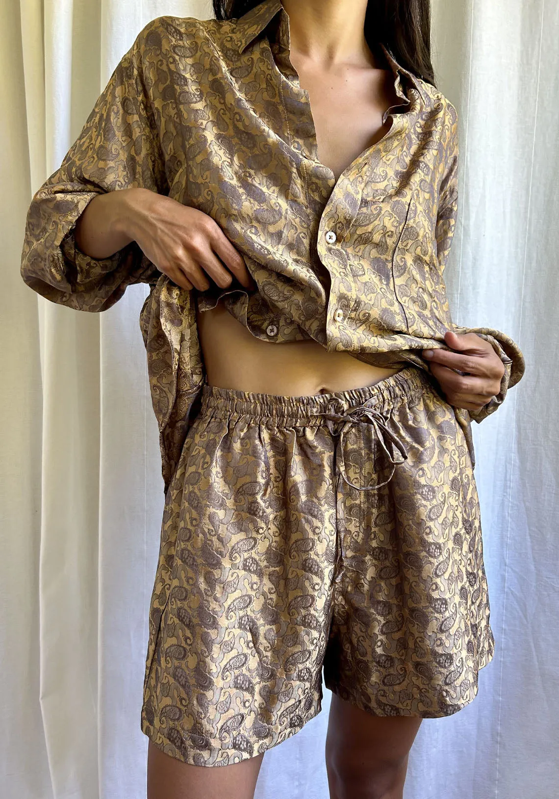 BOXING SHORT GOLD PAISLEY