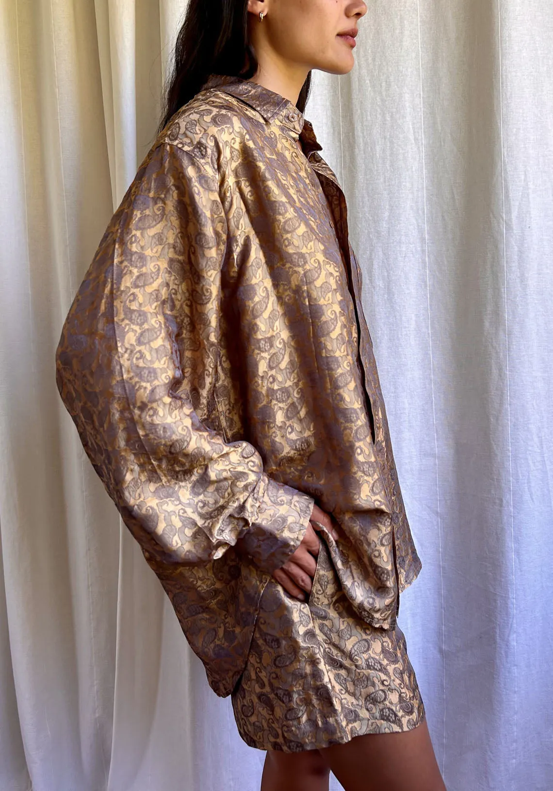 BOXING SHORT GOLD PAISLEY