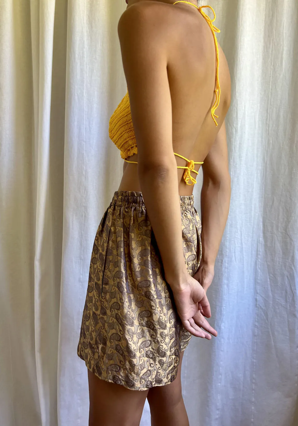 BOXING SHORT GOLD PAISLEY