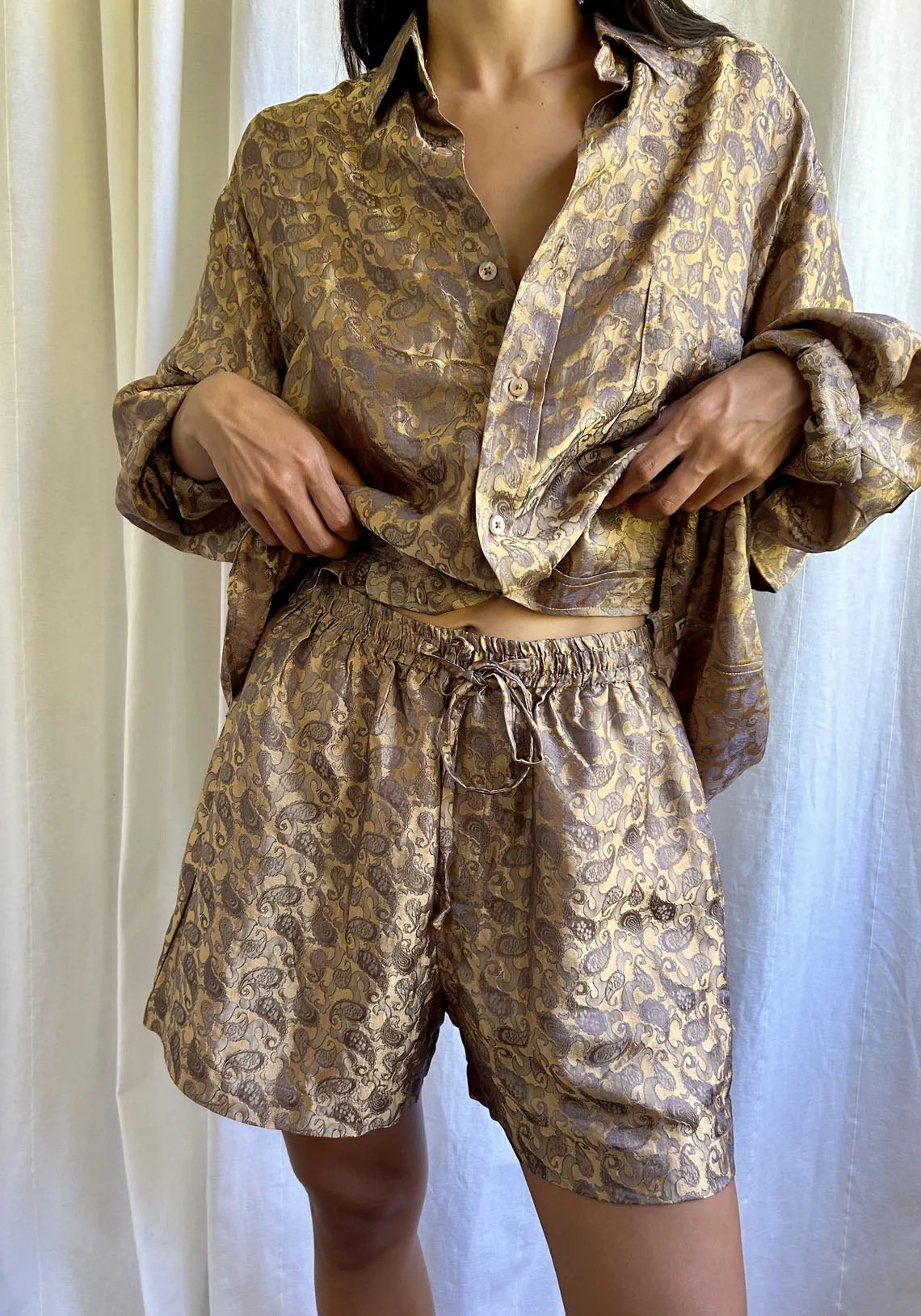 BOXING SHORT GOLD PAISLEY