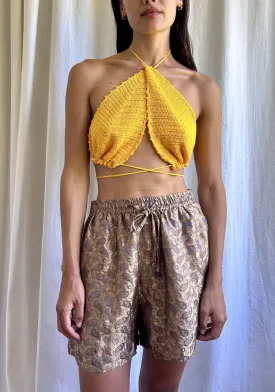 BOXING SHORT GOLD PAISLEY