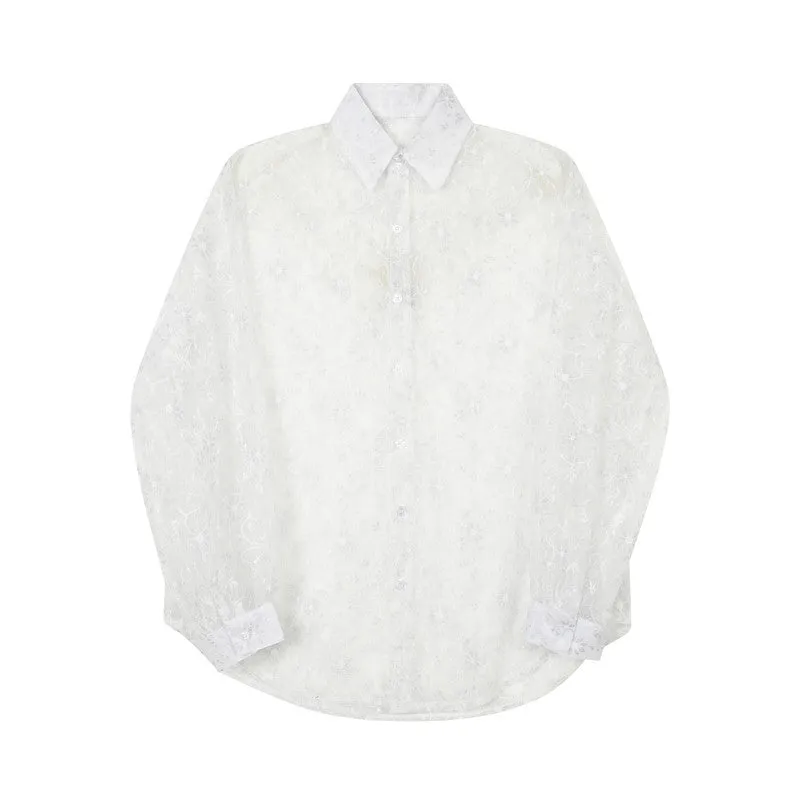 Casual See-through Jacquard Shirt