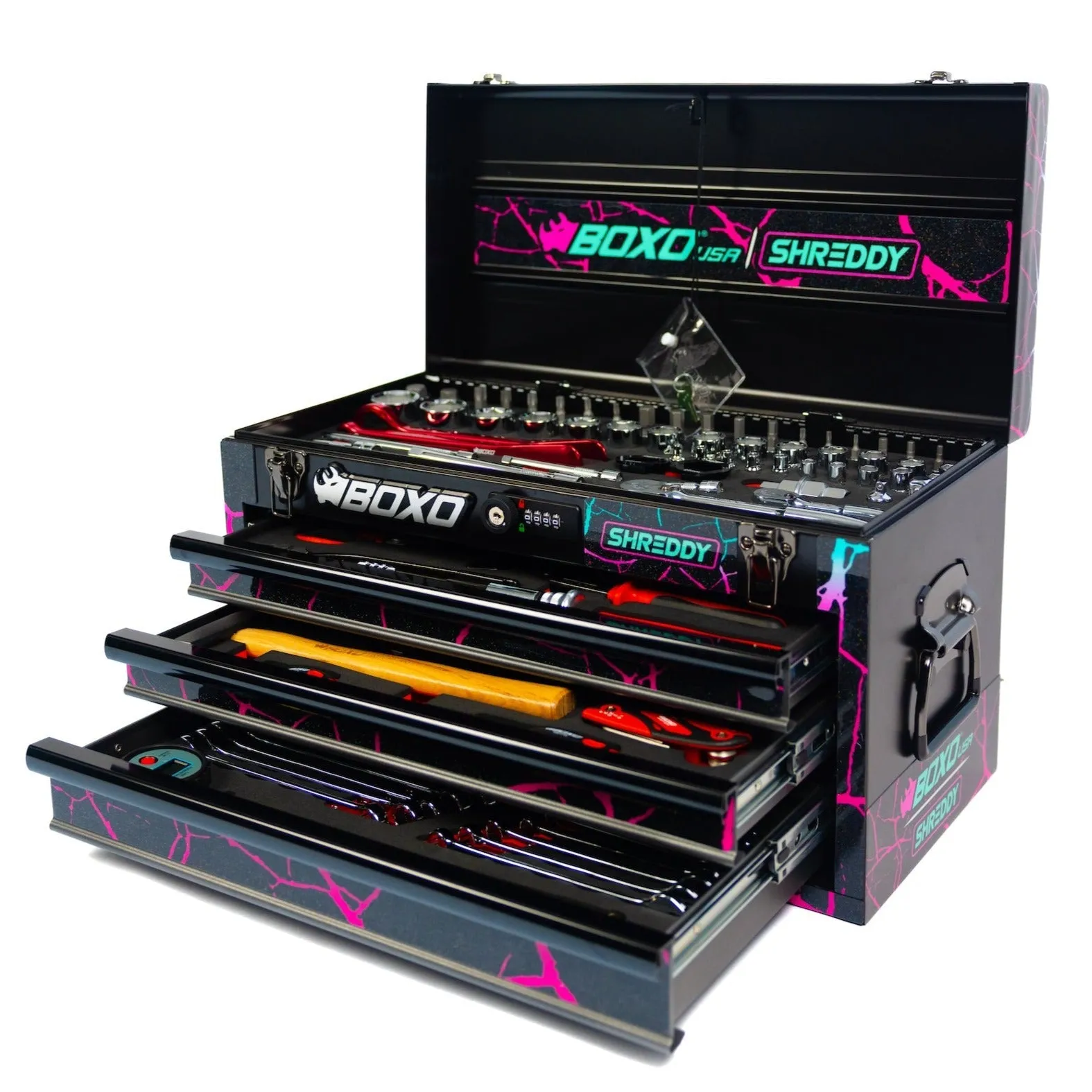 Combo Box 3-Drawers | CRACKED ShreddyBox 159-Piece Metric and SAE Toolbox