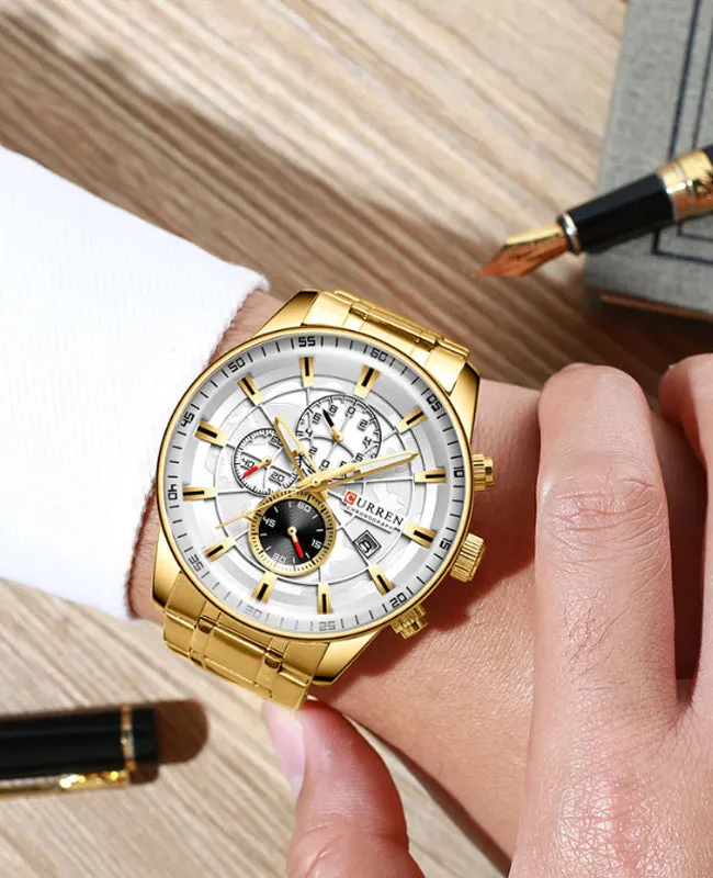 CURREN Original Brand Stainless Steel Band Wrist Watch For Men With Brand (Box & Bag)-8362