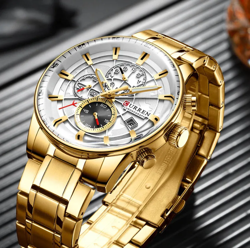 CURREN Original Brand Stainless Steel Band Wrist Watch For Men With Brand (Box & Bag)-8362