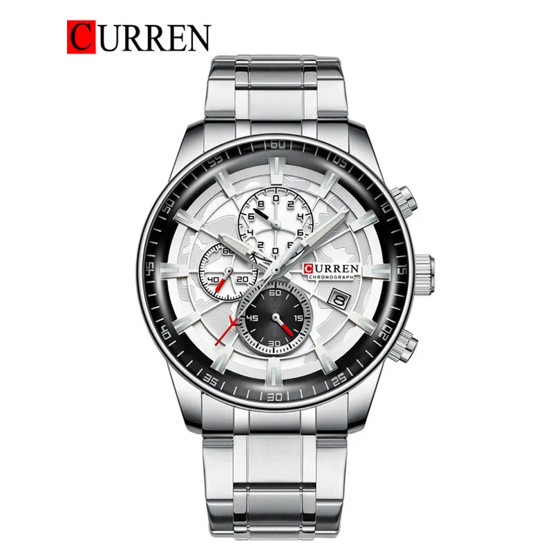 CURREN Original Brand Stainless Steel Band Wrist Watch For Men With Brand (Box & Bag)-8362