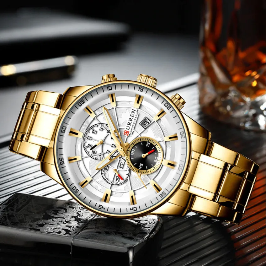 CURREN Original Brand Stainless Steel Band Wrist Watch For Men With Brand (Box & Bag)-8362