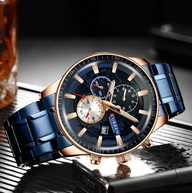 CURREN Original Brand Stainless Steel Band Wrist Watch For Men With Brand (Box & Bag)-8362