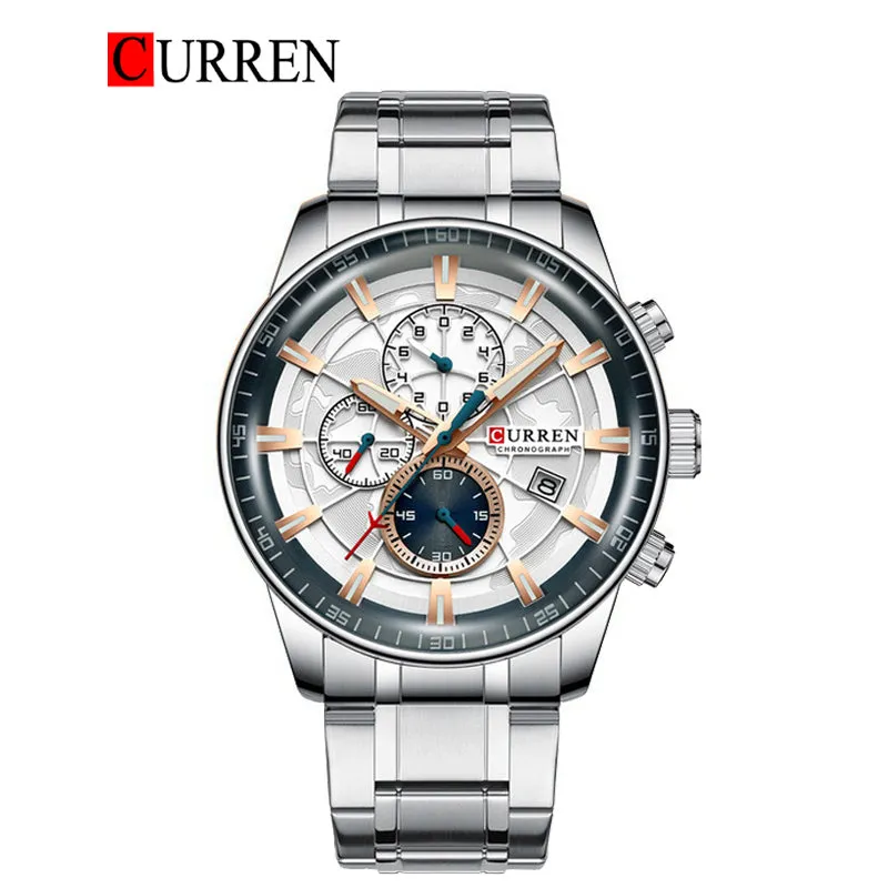 CURREN Original Brand Stainless Steel Band Wrist Watch For Men With Brand (Box & Bag)-8362
