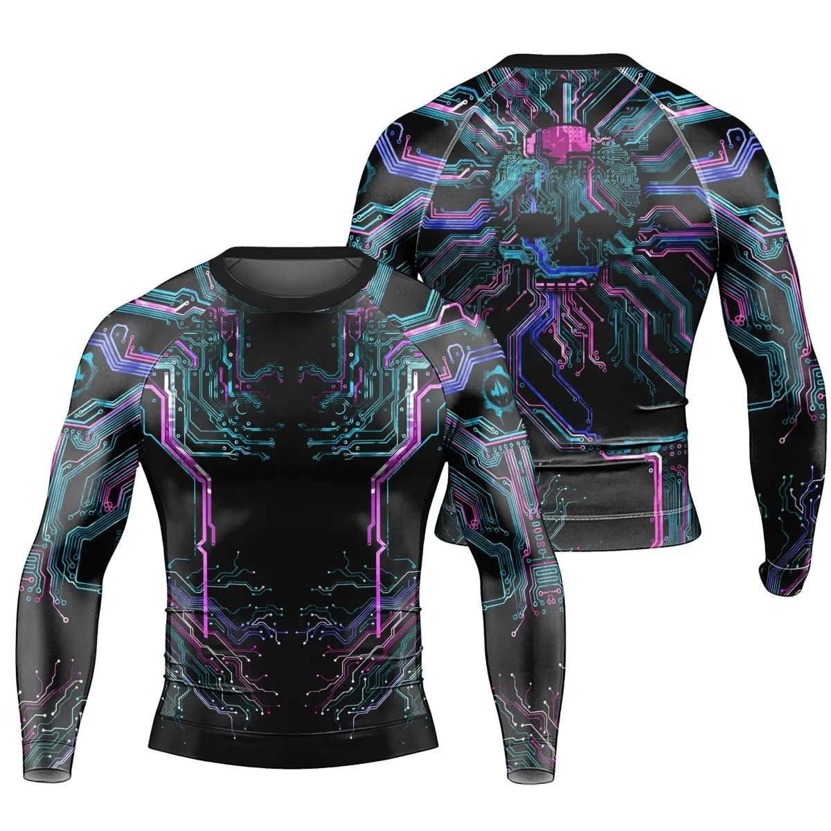 Deadly Glowing Circuit Men's Long Sleeve Rash Guard