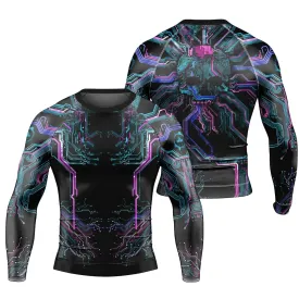 Deadly Glowing Circuit Men's Long Sleeve Rash Guard