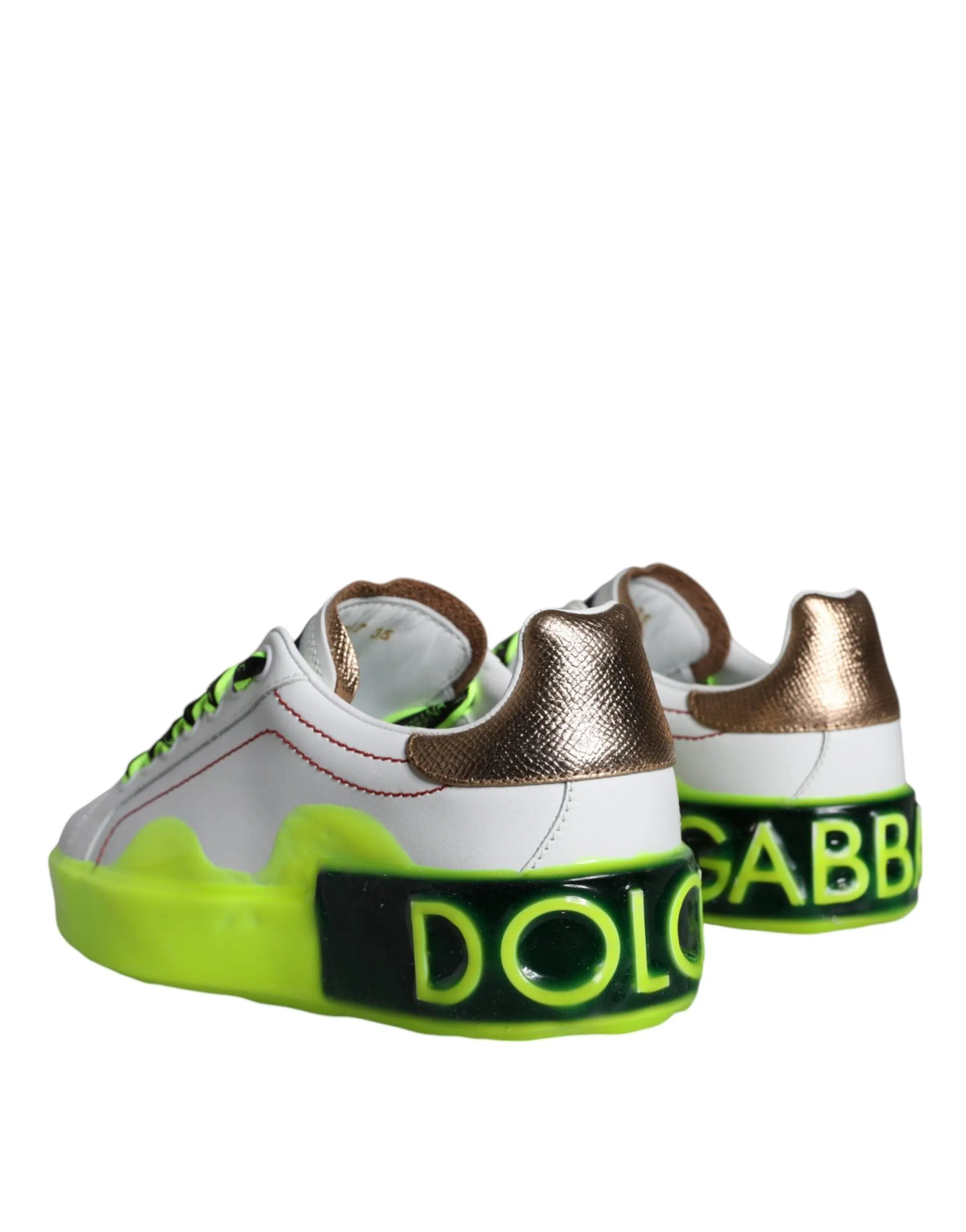 Dolce & Gabbana White Leather Portofino Low Top Sneakers Sko