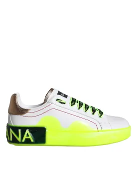 Dolce & Gabbana White Leather Portofino Low Top Sneakers Sko