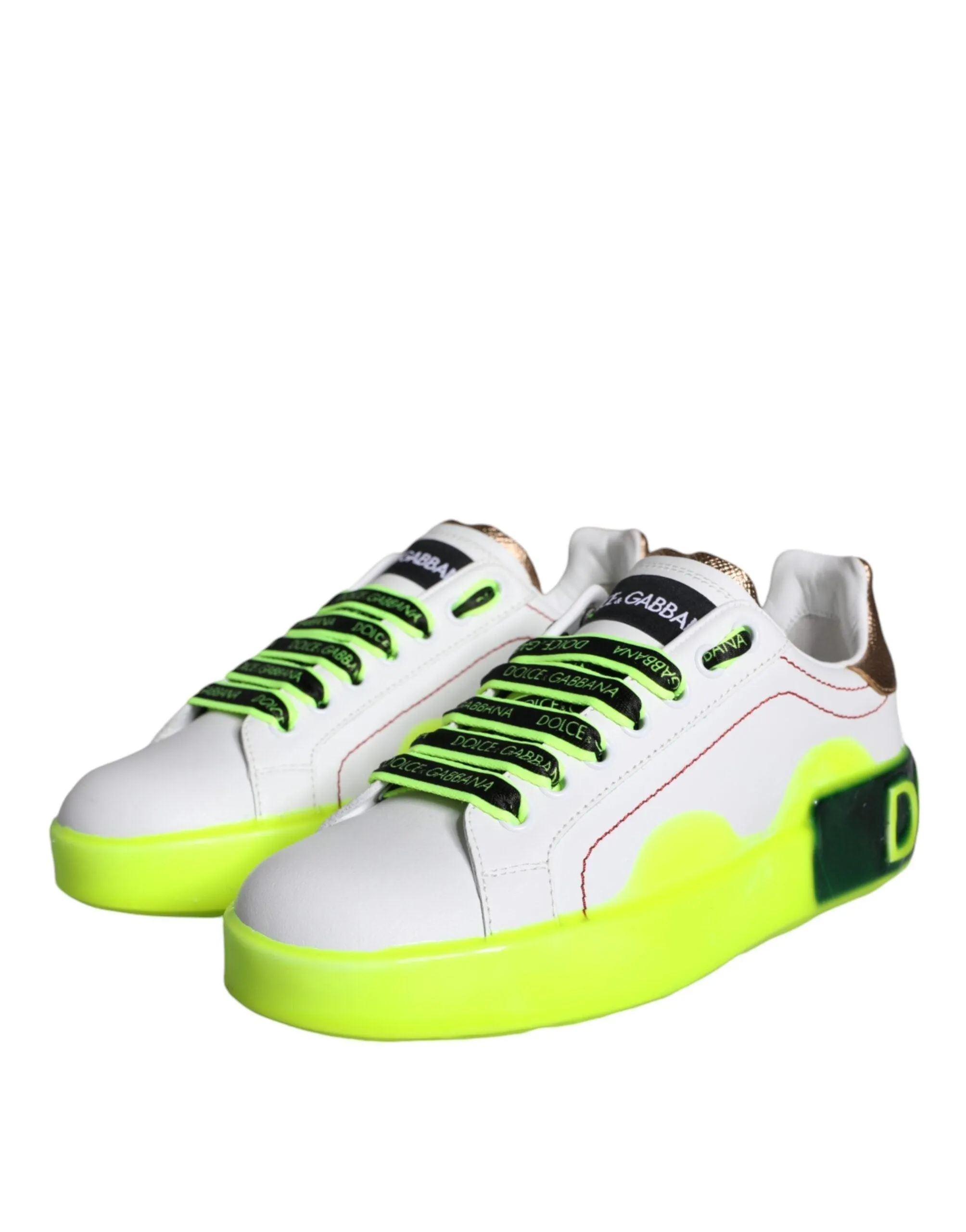 Dolce & Gabbana White Leather Portofino Low Top Sneakers Sko