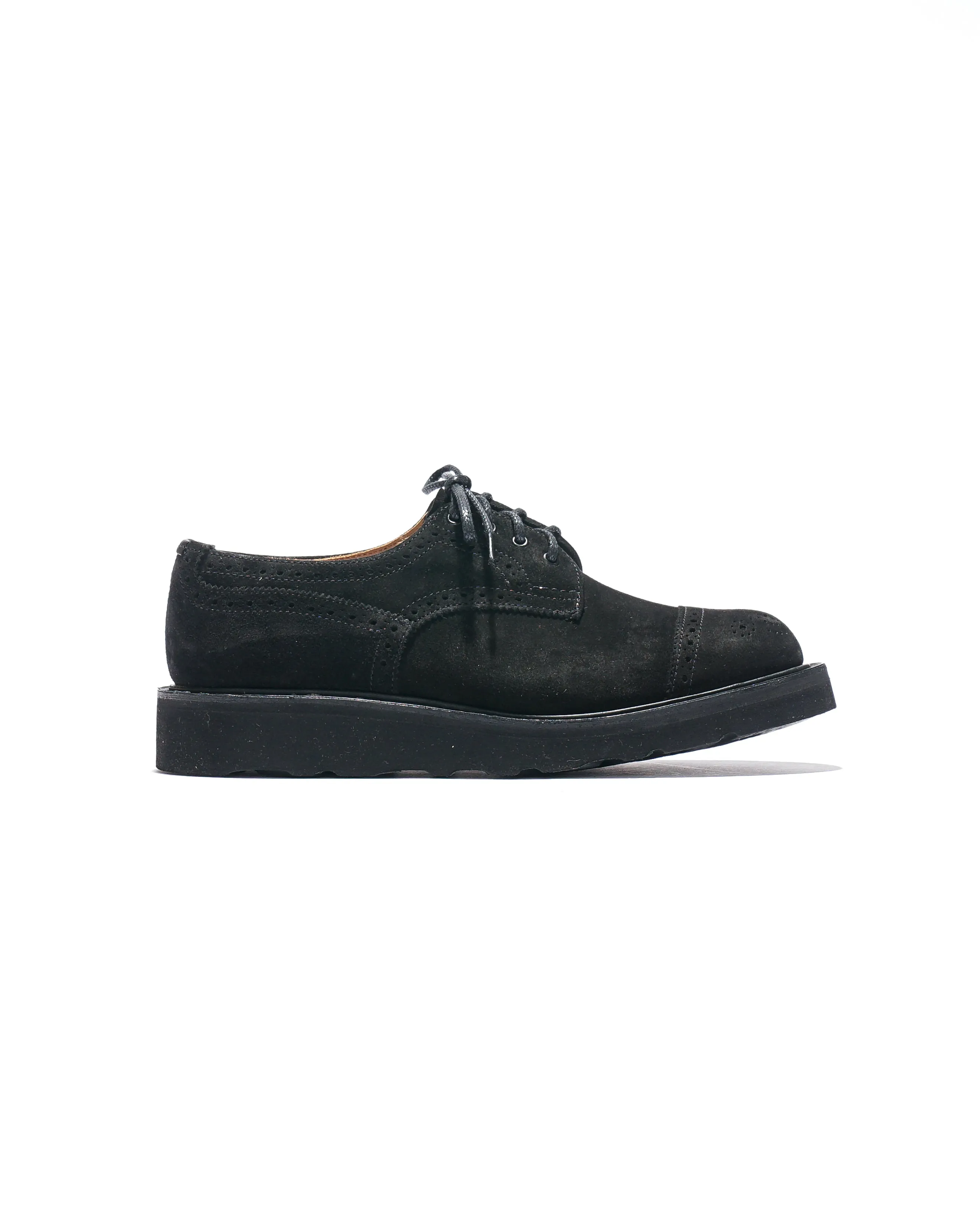 Engineered Garments x Tricker's Asymmetric Gibson - Black Suede Morflex