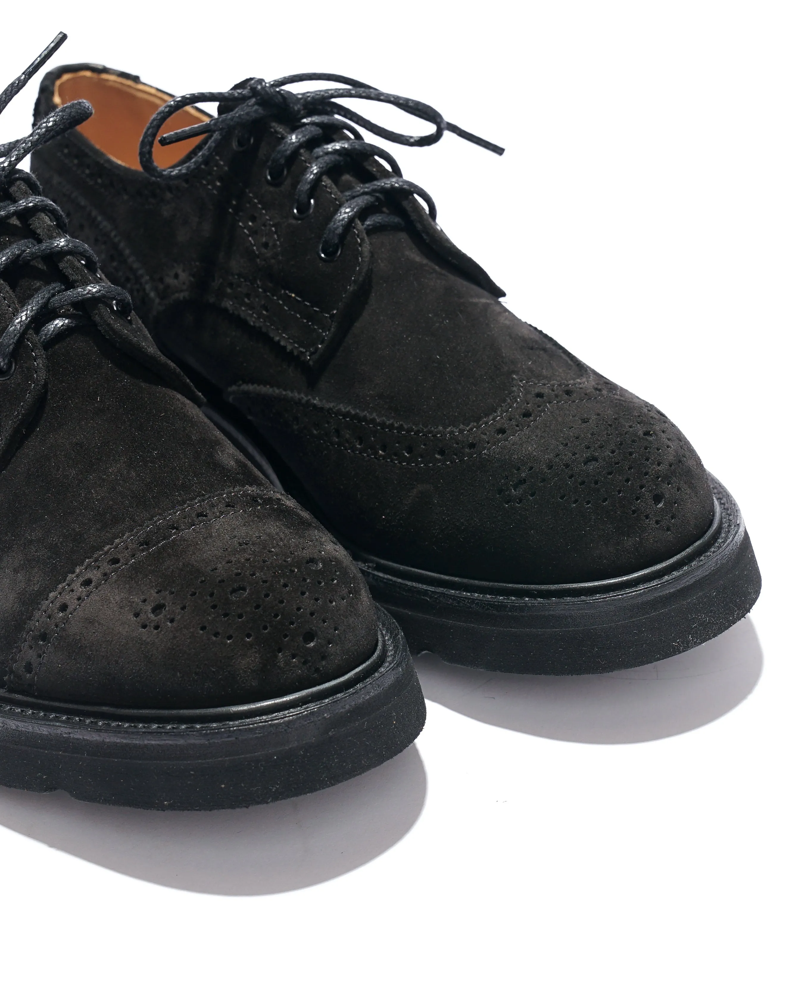Engineered Garments x Tricker's Asymmetric Gibson - Black Suede Morflex