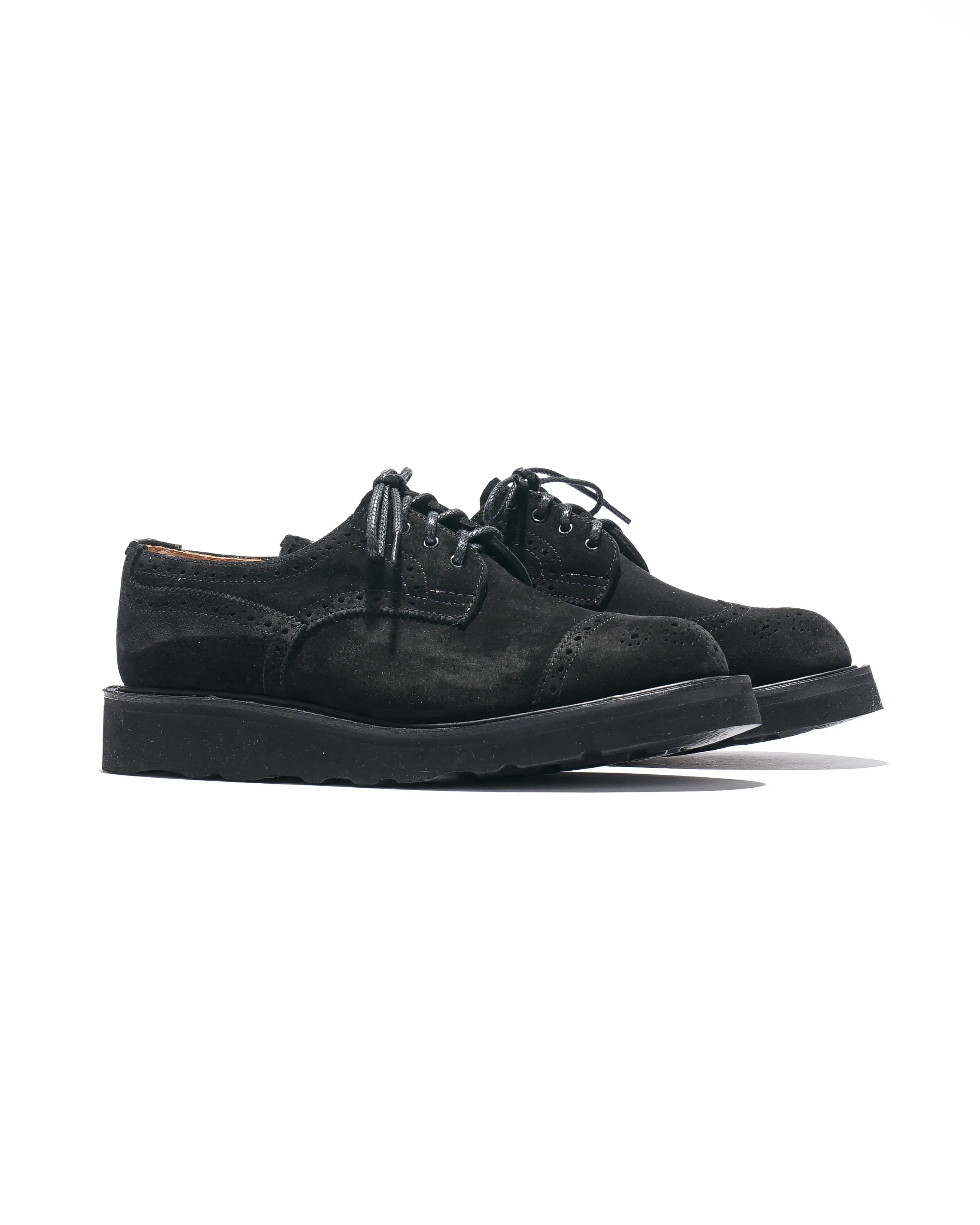Engineered Garments x Tricker's Asymmetric Gibson - Black Suede Morflex