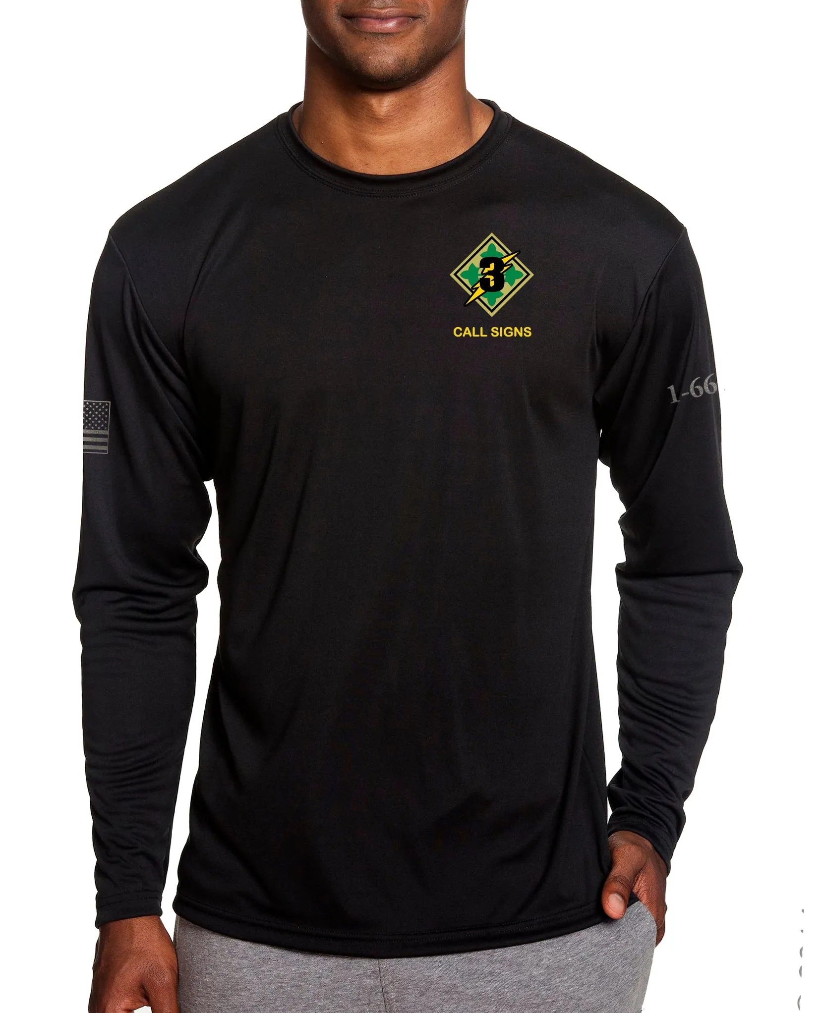 Grey Hellhound Long Sleeve Performance PT Shirt. This shirt IS approved for PT.