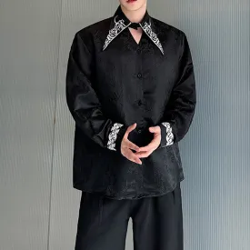 Jacquard Pointed Collar Deconstructed Shirt Jacquard Pointed Collar Deconstructed Shirt