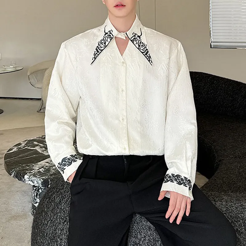 Jacquard Pointed Collar Deconstructed Shirt