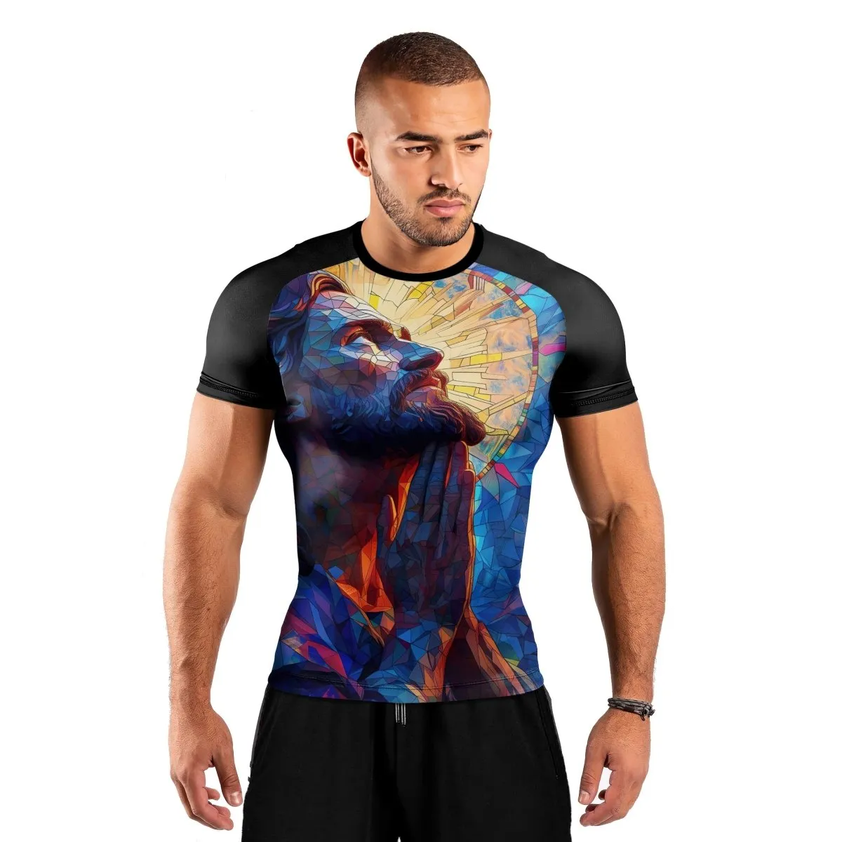 Merciful Jesus Men's Short Sleeve Rash Guard