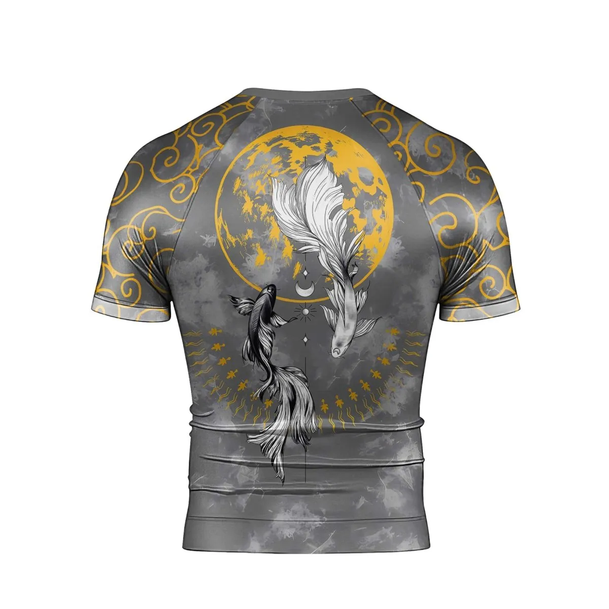 Moon And Shadow Koi Fish Men's Short Sleeve Rash Guard