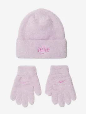 Nike Girls Beanie Hat And Gloves Set in Pink