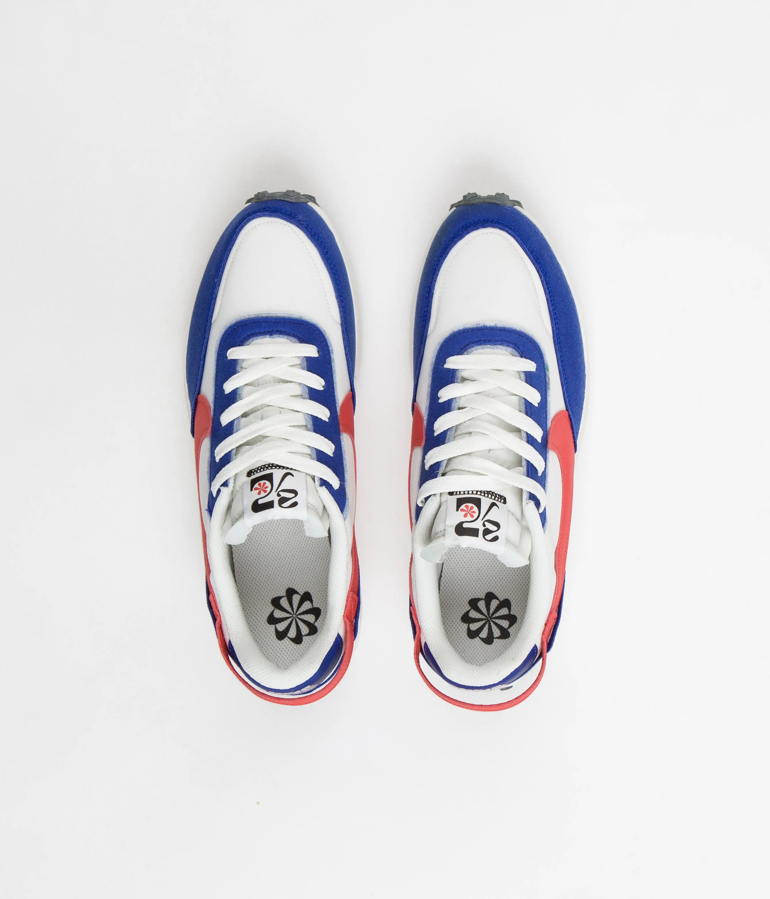 Nike Waffle Debut Swoosh Shoes - Phantom / Habanero Red - Old Royal