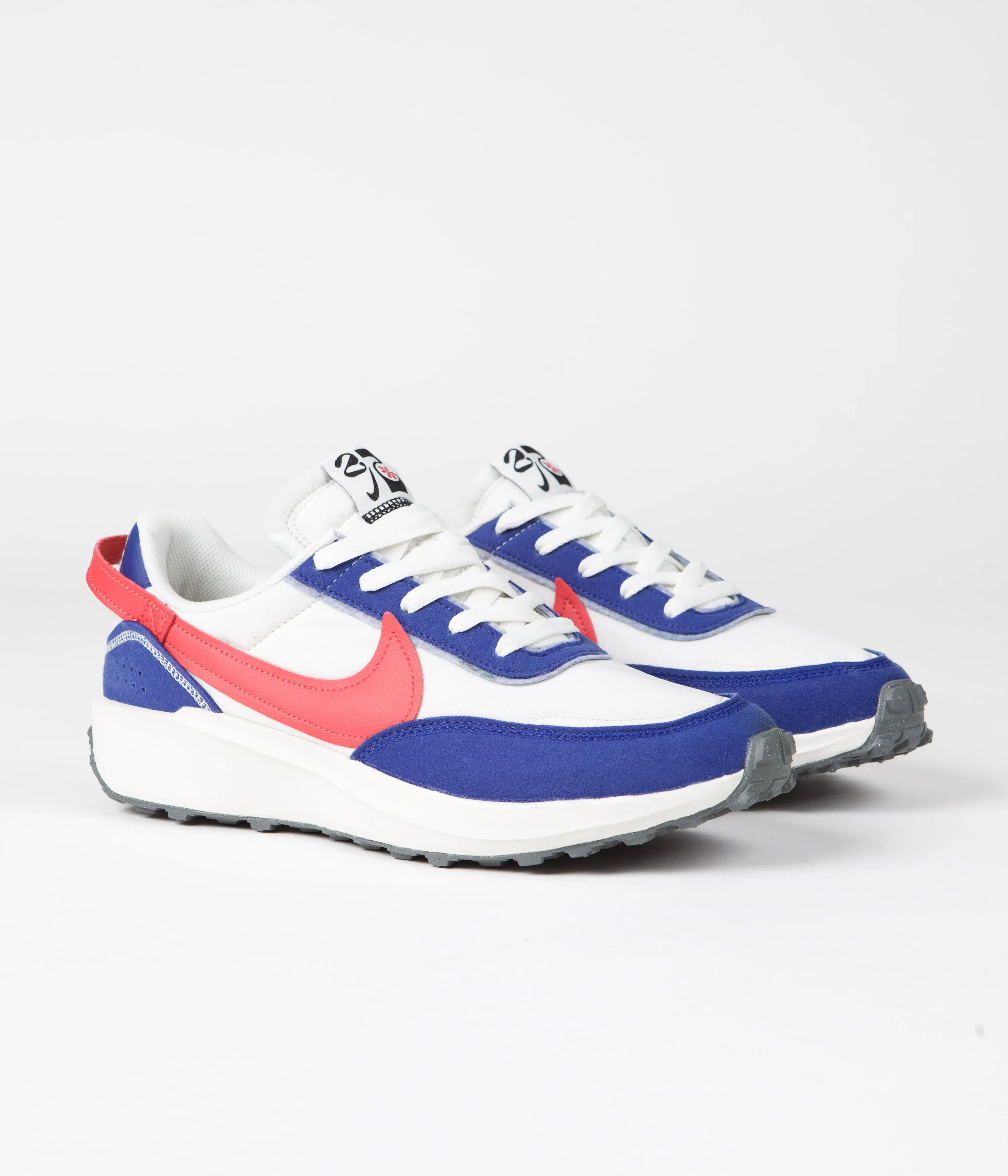 Nike Waffle Debut Swoosh Shoes - Phantom / Habanero Red - Old Royal