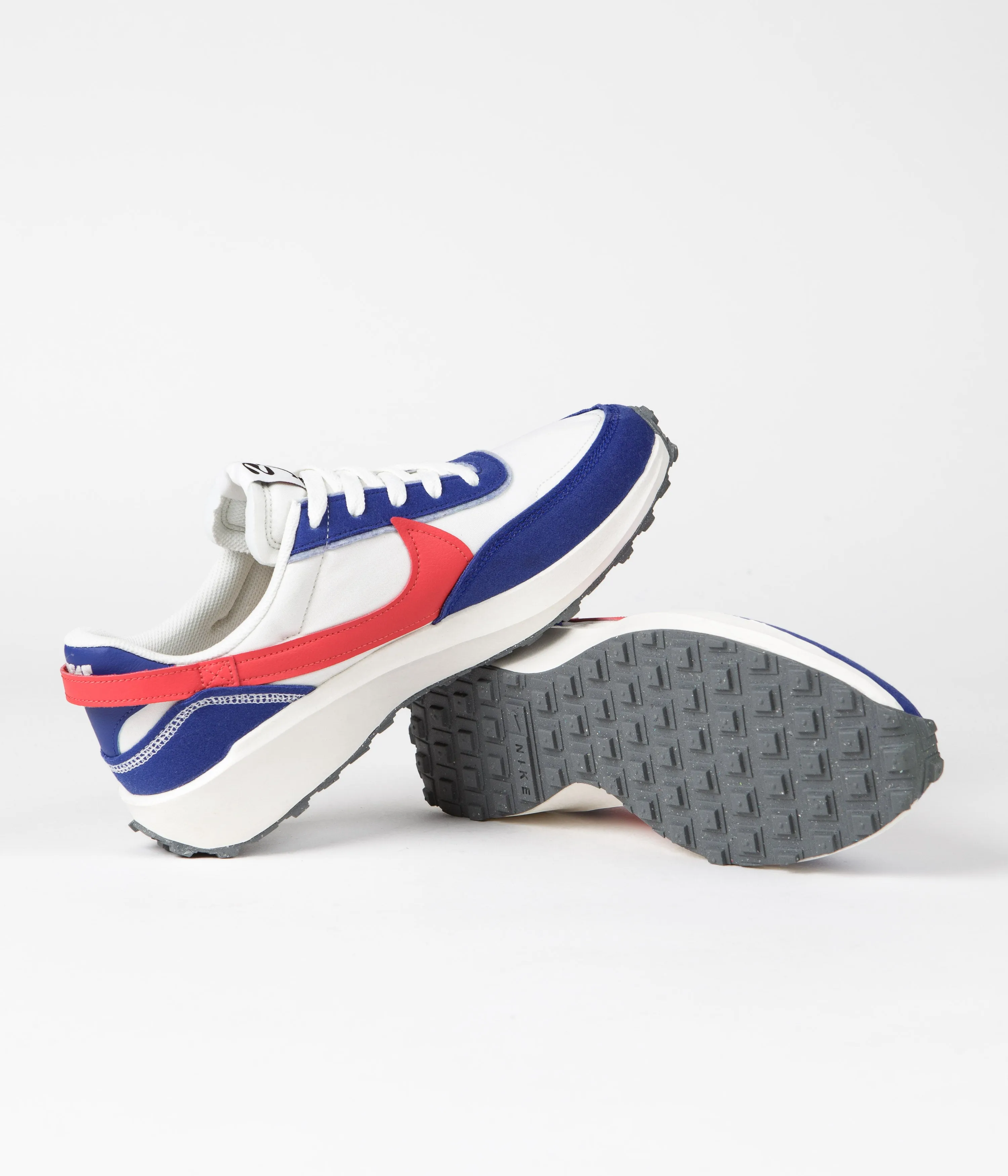 Nike Waffle Debut Swoosh Shoes - Phantom / Habanero Red - Old Royal