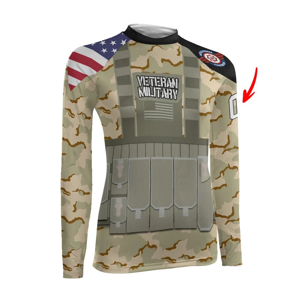 Personalized USA Coast Guard Veteran Women's Long Sleeve Rash Guard
