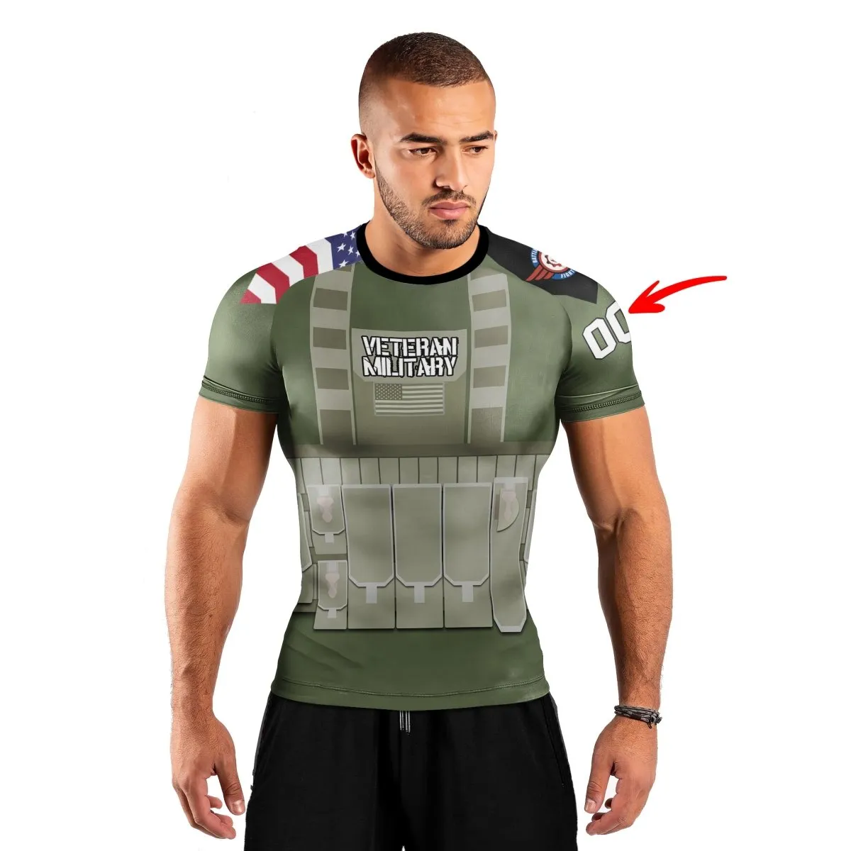 Personalized USA MACVSOG Veteran Men's Short Sleeve Rash Guard