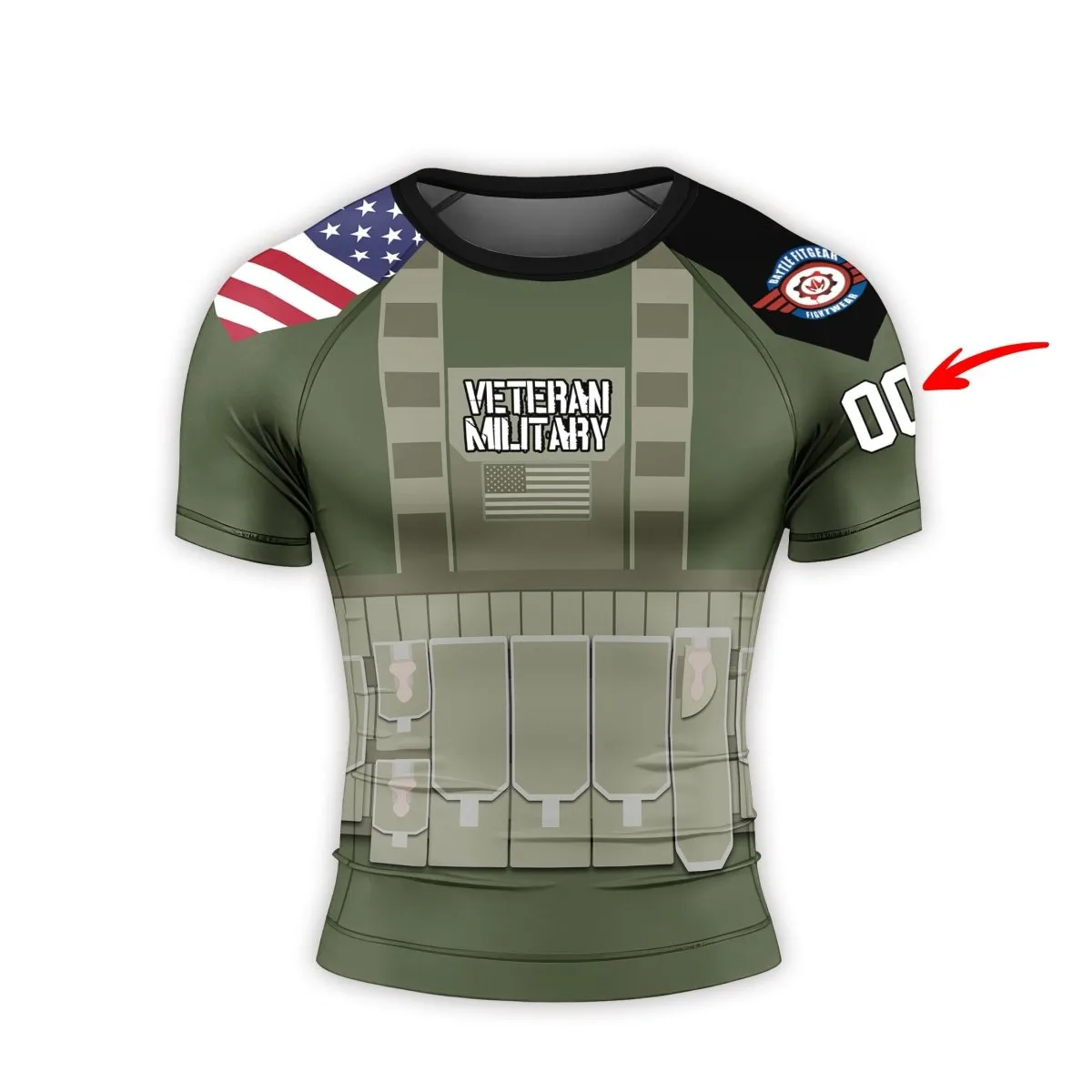 Personalized USA MACVSOG Veteran Men's Short Sleeve Rash Guard