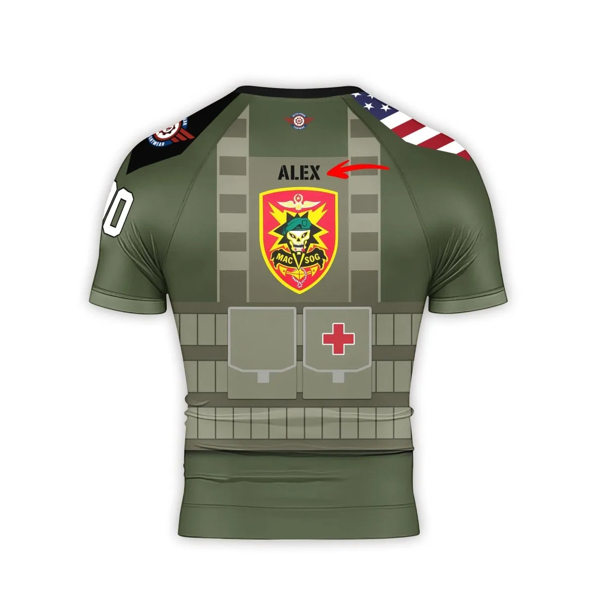 Personalized USA MACVSOG Veteran Men's Short Sleeve Rash Guard