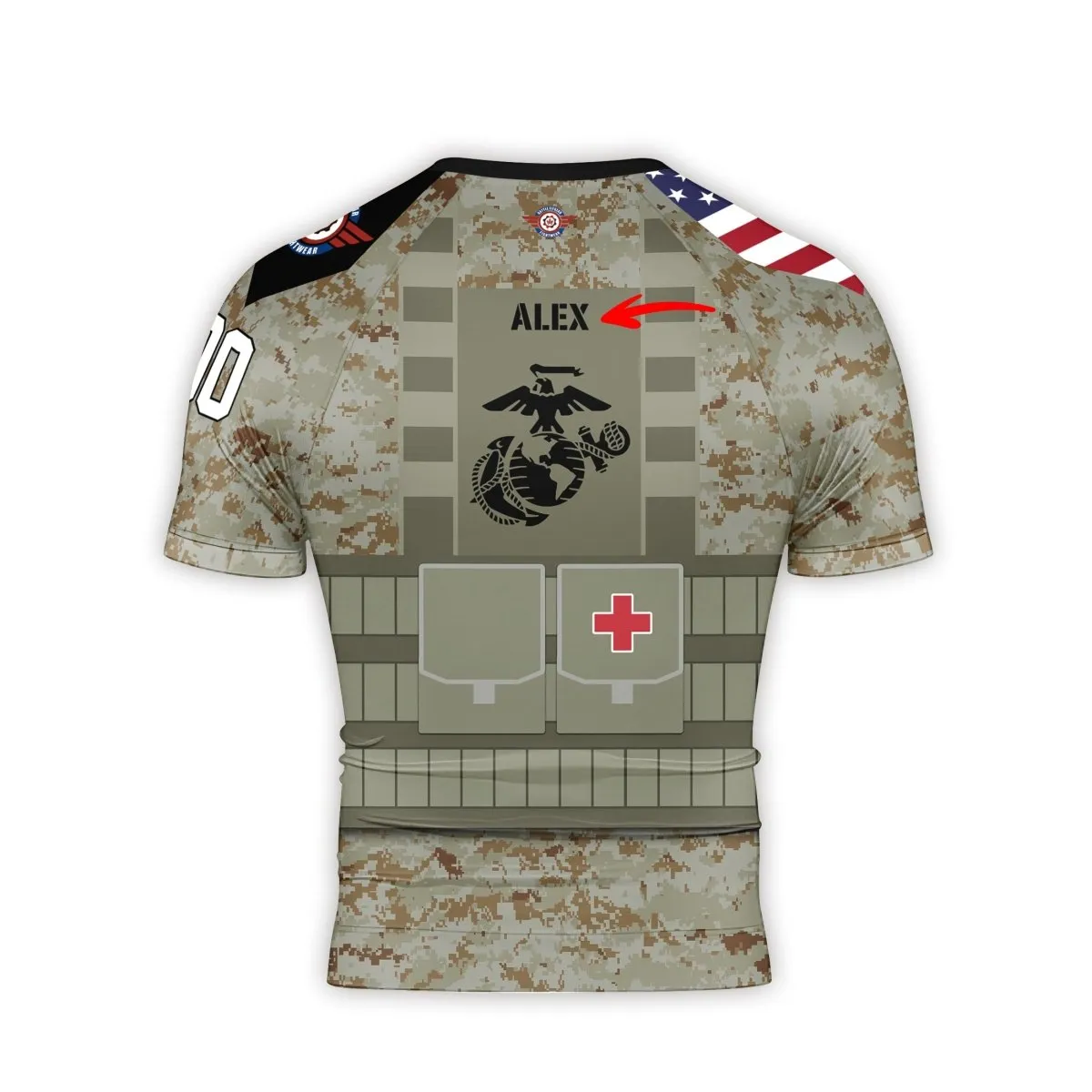 Personalized USA Marine Corp Veteran Men's Short Sleeve Rash Guard