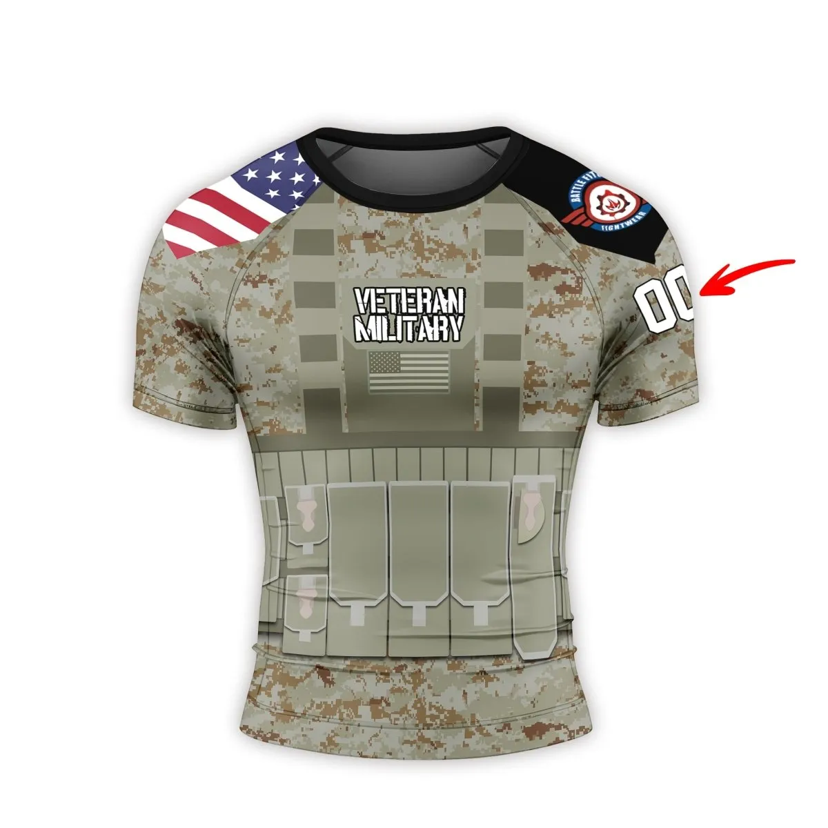 Personalized USA Marine Corp Veteran Men's Short Sleeve Rash Guard