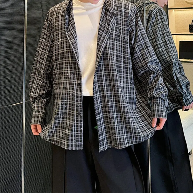 Plaid Diamond-ironing Hooded Long-sleeved Shirt