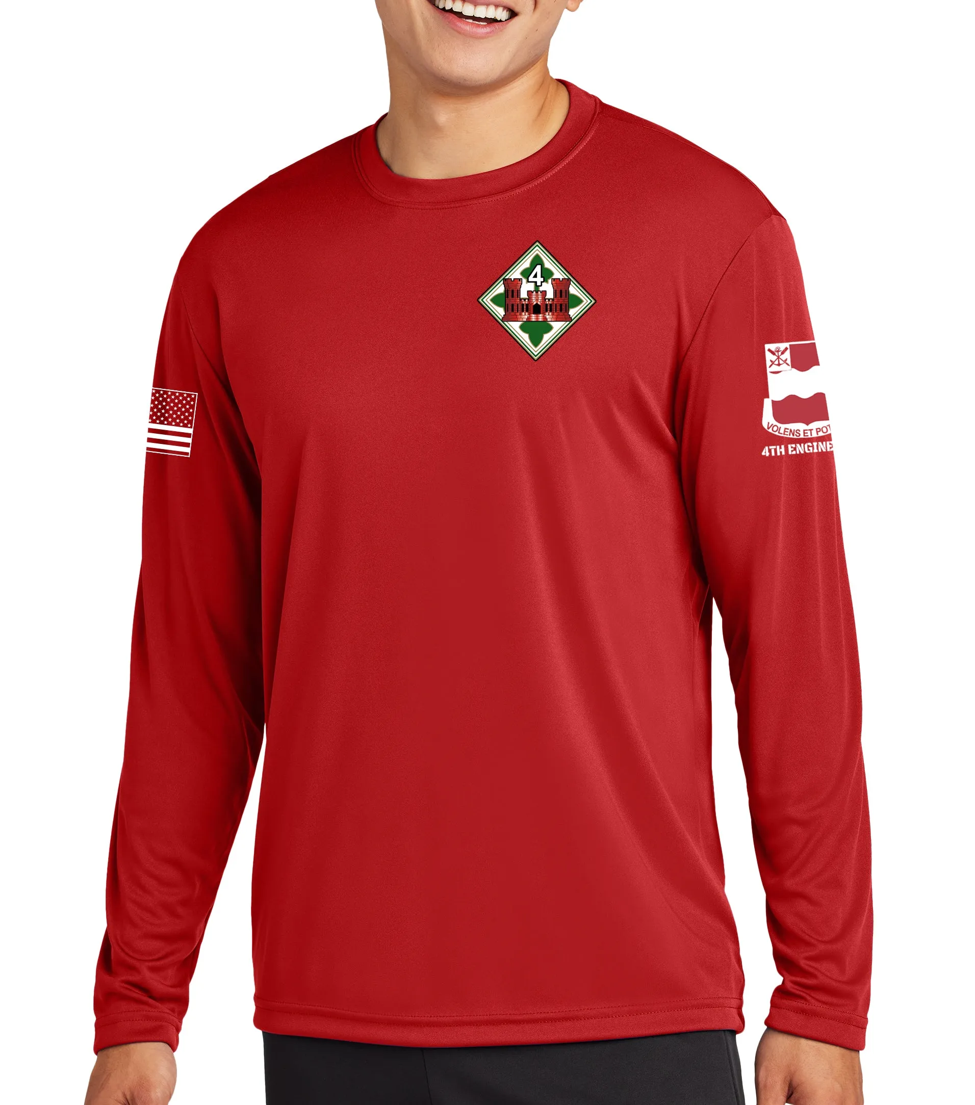 Red Long Sleeve Performance PT Shirt. This shirt IS approved for PT.