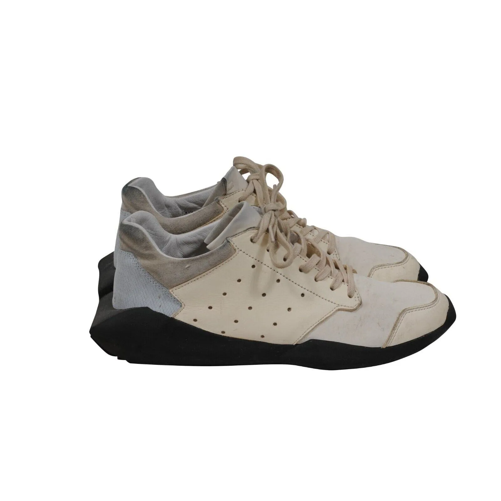 Tech Runner White Tan Black Leather Trainers