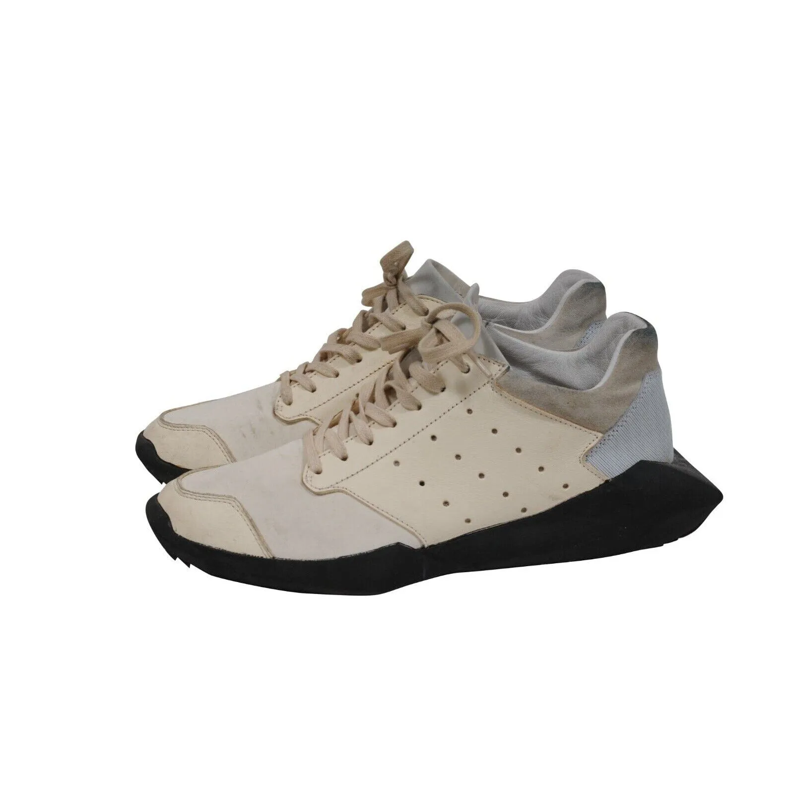 Tech Runner White Tan Black Leather Trainers