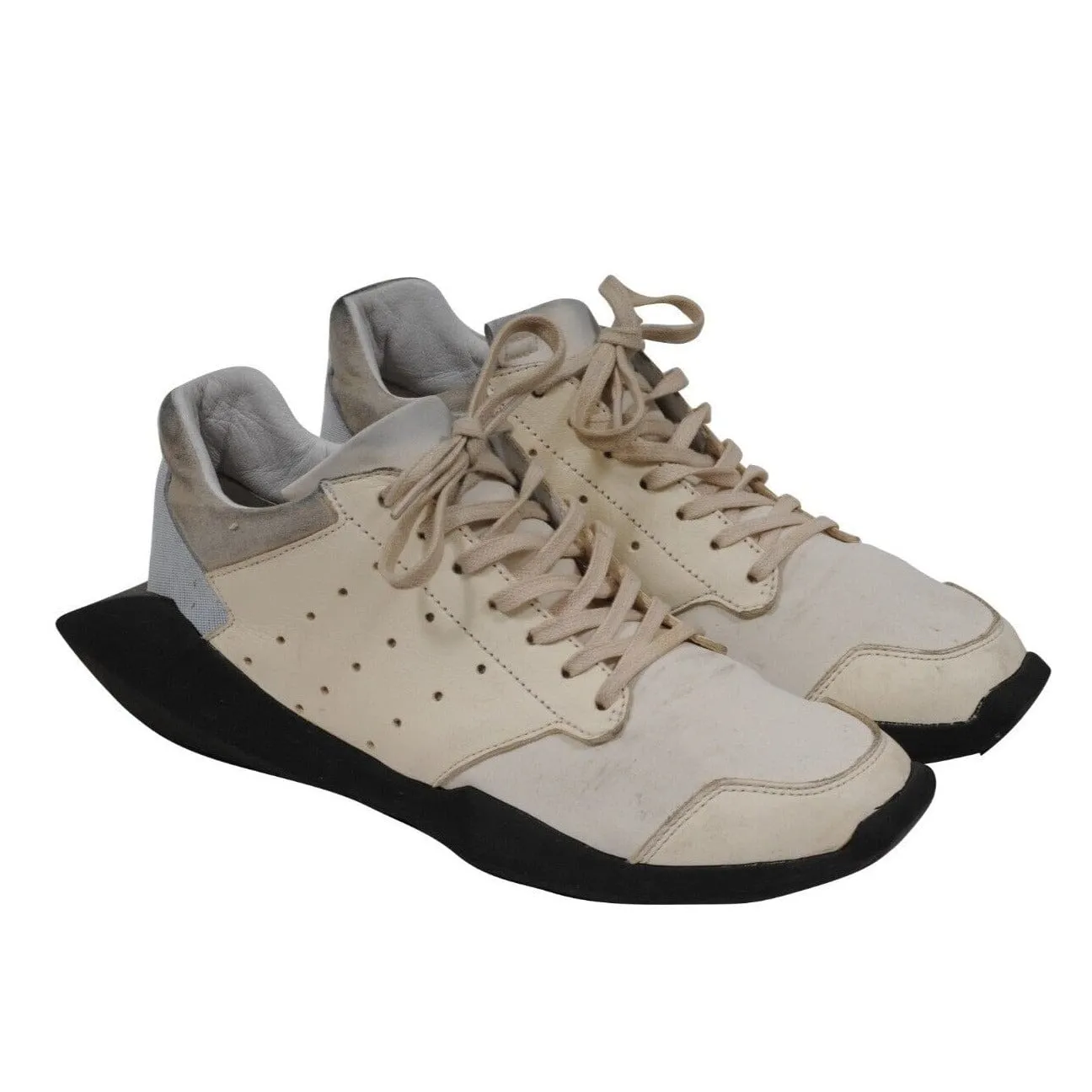Tech Runner White Tan Black Leather Trainers